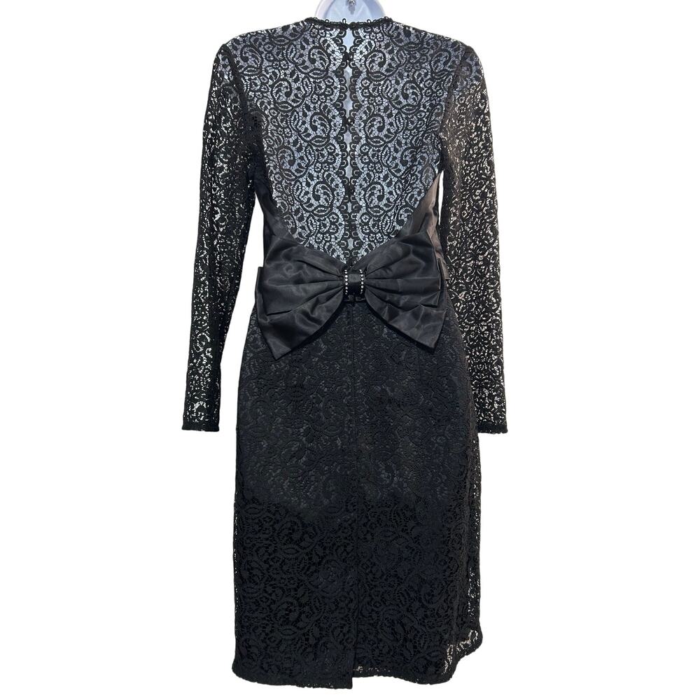 Vintage 80s Scott McClintock Lace Long Sleeve Prom Dress Size 4 Black Whimsigoth